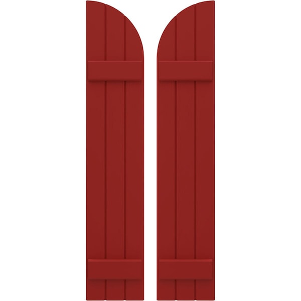 Ekena Millwork Americraft 3-Board (2 Batten) Wood Joined Board-n-Batten Shutters w/ Arch Top, ARW101BQ311X77BRH, PR ARW101BQ311X77BRH - main